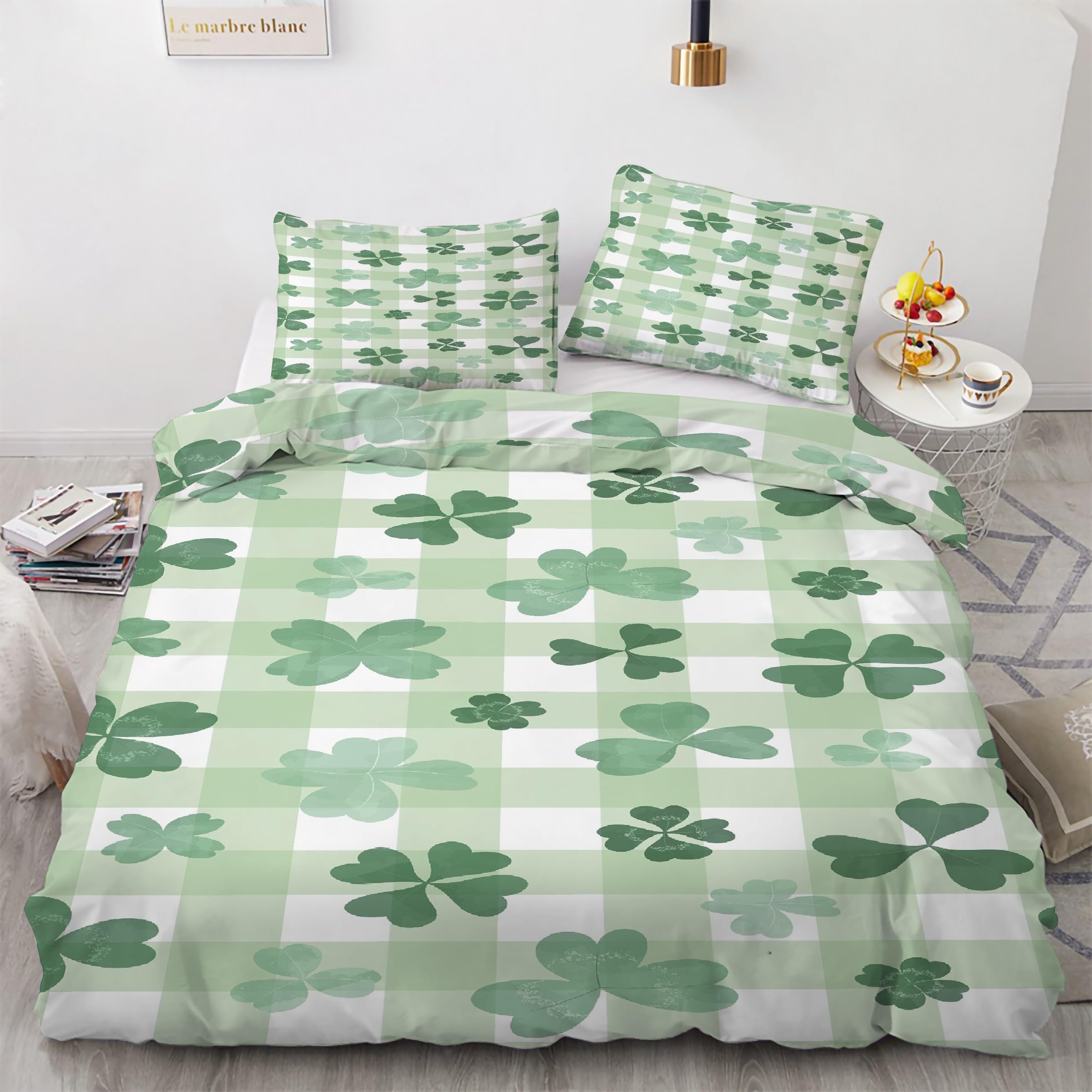 Parure de lit trèfle 240x260 en microfibre douce et finitions zip