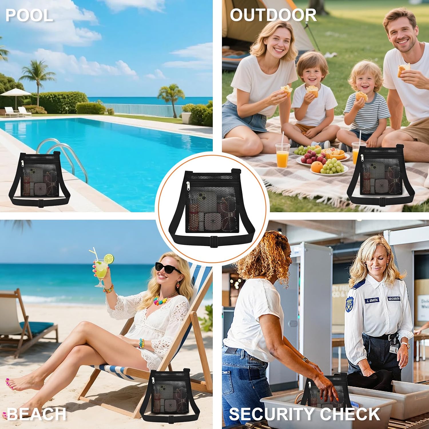 USPECLARE Heavy Duty Semi-Transparent Mesh Purse See Through Mesh Crossbody Bag