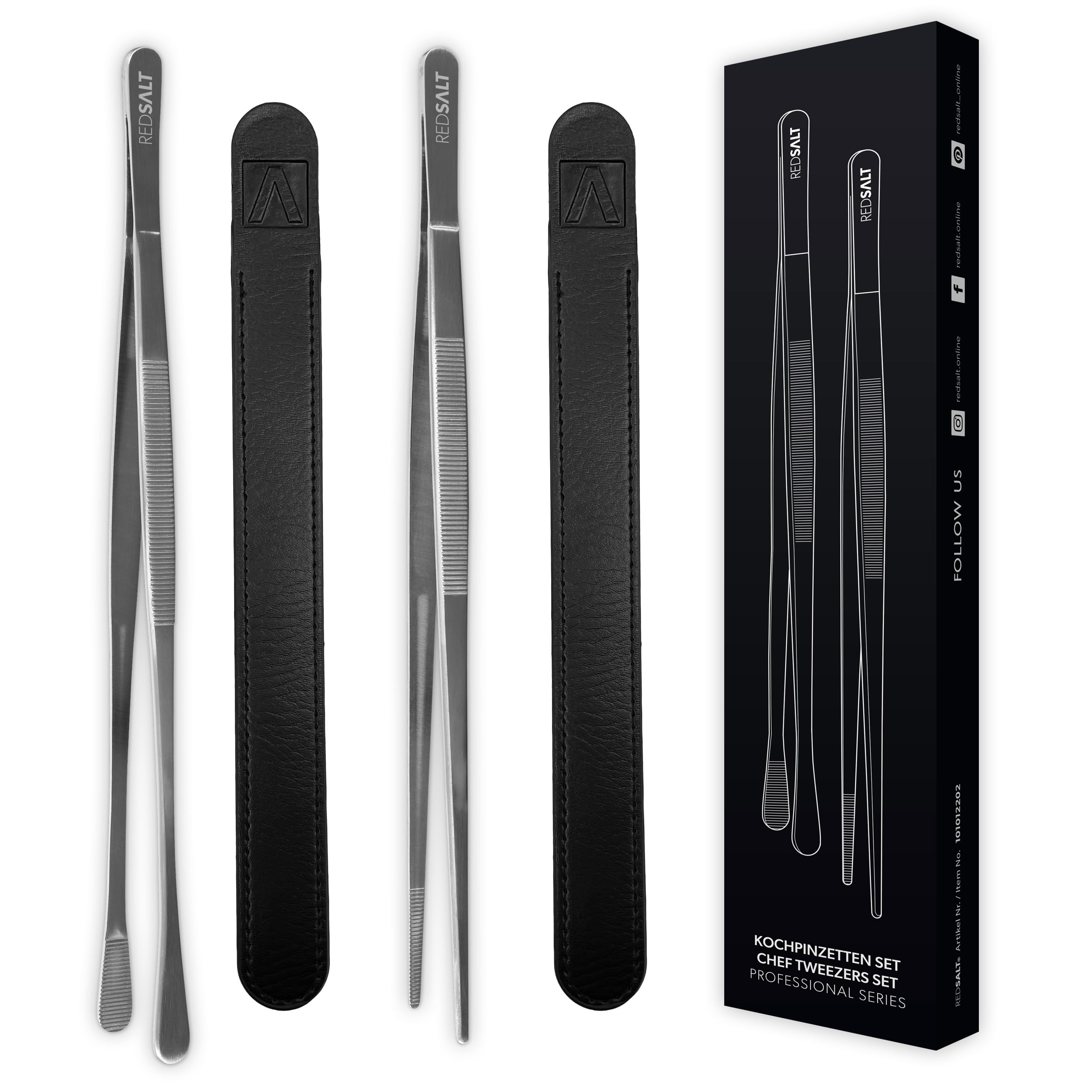 2 Stück Kochpinzette Edelstahl 30cm - Profi Grillzangen Für Fleisch & Meeresfrüchte