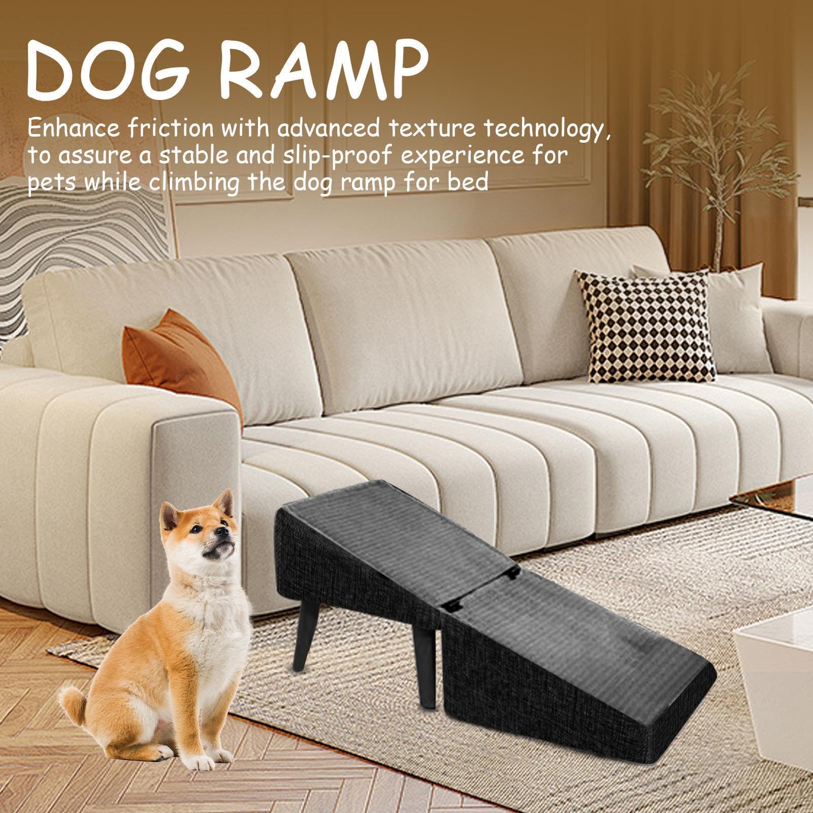 2-in-1 Rampa Per Cani Per lettos, Rampa Cani Per Divano, Rampas Pieghevole, Design del pouf diviso, Poggiapiedi Per Scaletta Per Divano Per Animali Domestici Antiscivolo, 30x30x35cm