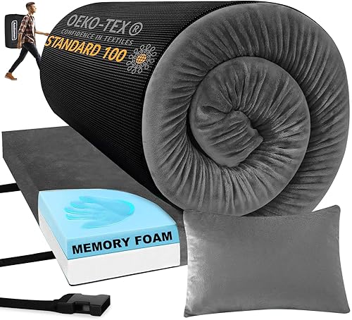 Miniatura 13 de Sleeping Pad,3-inch Thick Memory Foam Camping Mattress,Portable Roll-Up Mat for Car/Tent/Floor/Cot/Travel,Comfortable Pad for Guests Sleepover Pasto