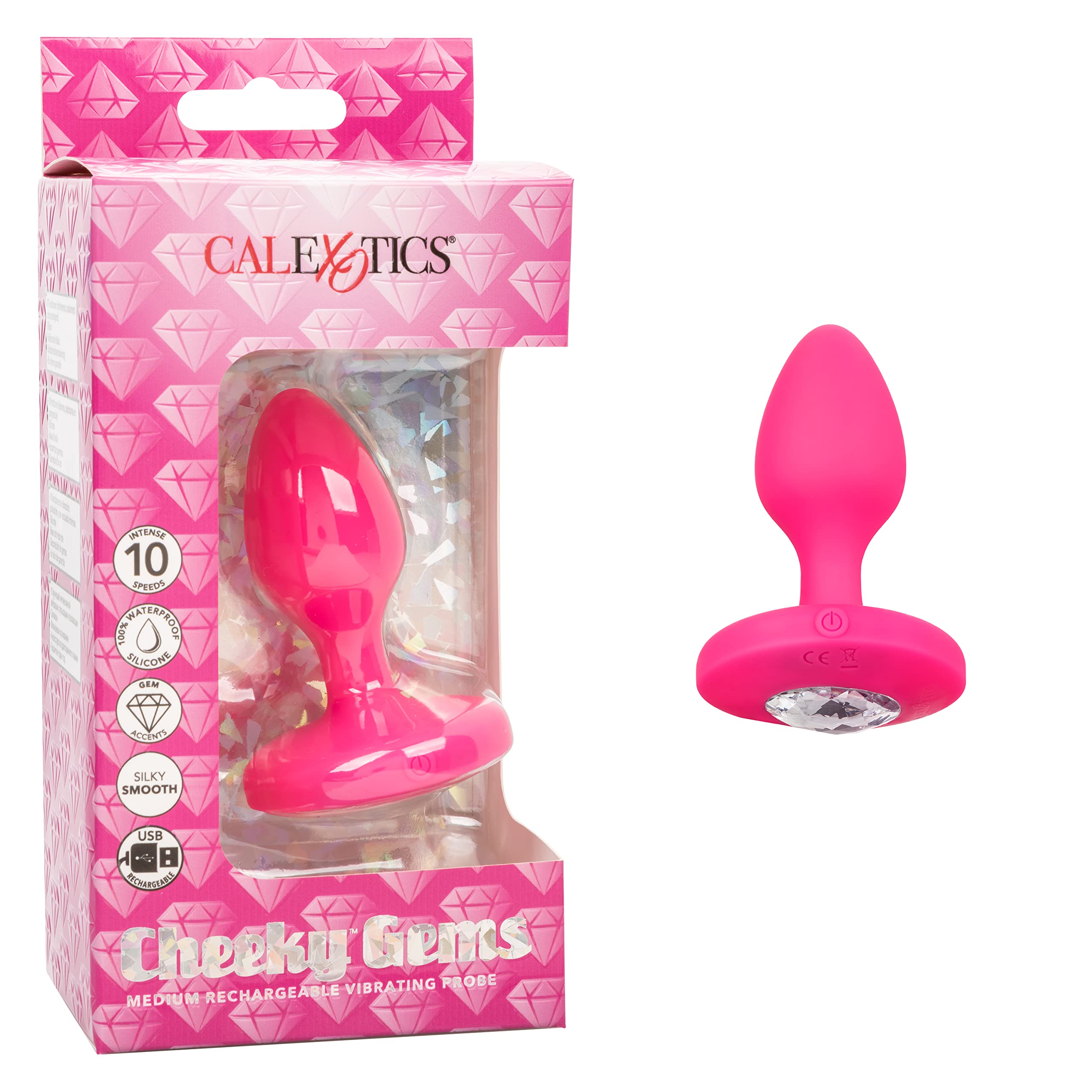 vibrating butt plug pink Buy the Vibrating Jewel 21-function Remote Control Rechargeable S/M  Silicone Butt Plug in Pink main image 0