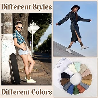 Justay 5 Pairs Slouchy Socks for Women, Long Scrunch Crew Boot Slouch Socks