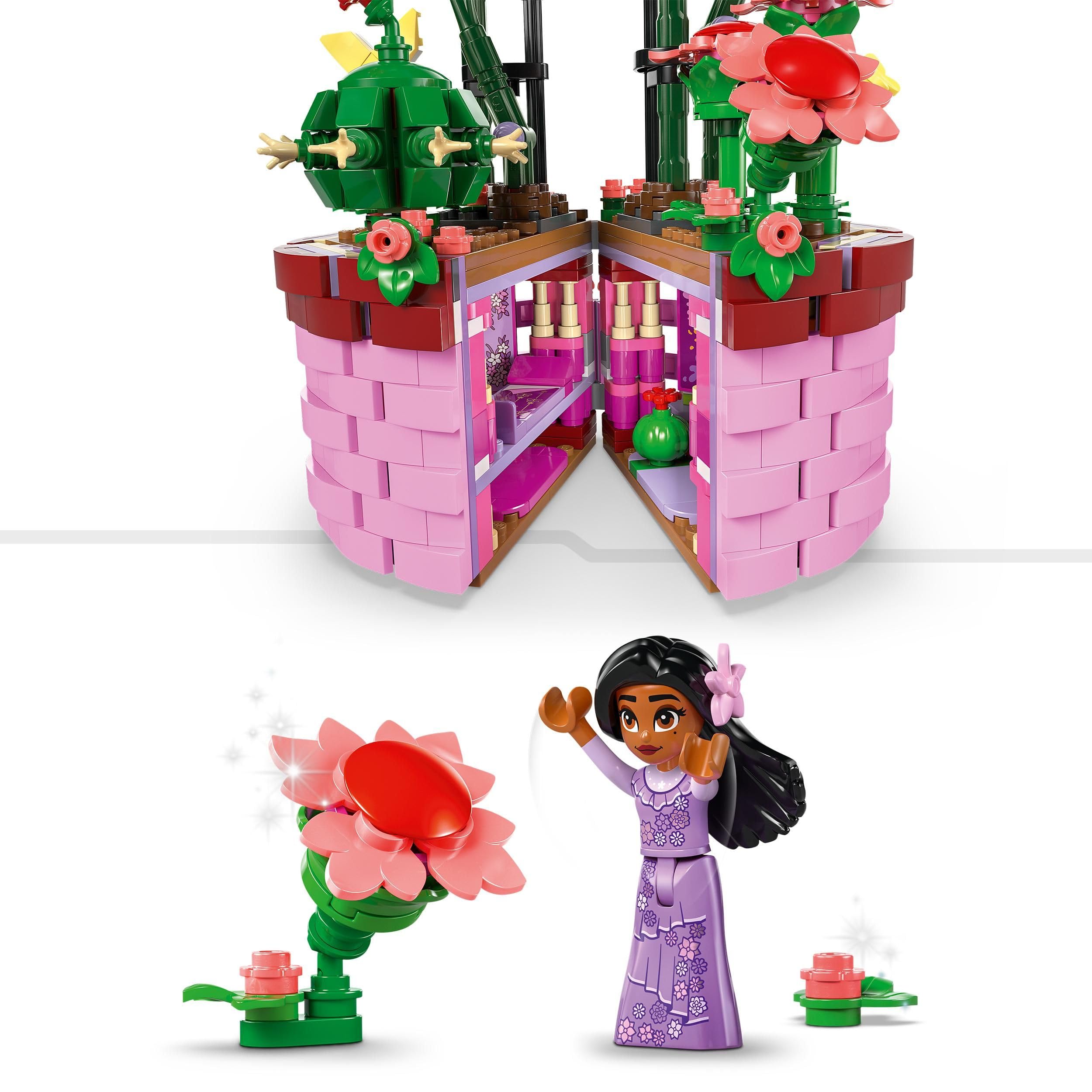 LEGO Disney Vaso di Fiori di Isabela, Giochi per Bambine e Bambini da 9 Anni in su con Mini Bambolina, Cesto Apribile, Orchidee e Cactus Giocattolo da Costruire, Idea Regalo dal Film Encanto 43237
