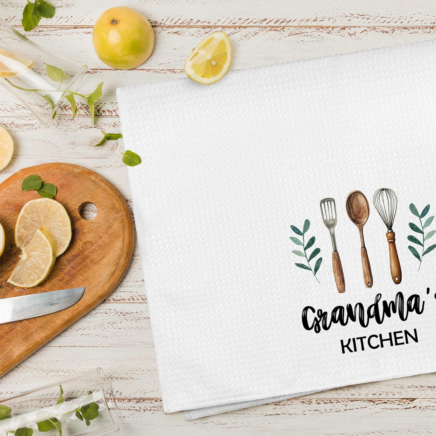 Grandma's Kitchen Towels, Grandma Christmas Birthday Gifts Hand Towels for Grandma from Grandkids, Rustic Farmhouse Decorative Tea Dish Towels for Room Mother's Day Decor 16x24 in - Image 6
