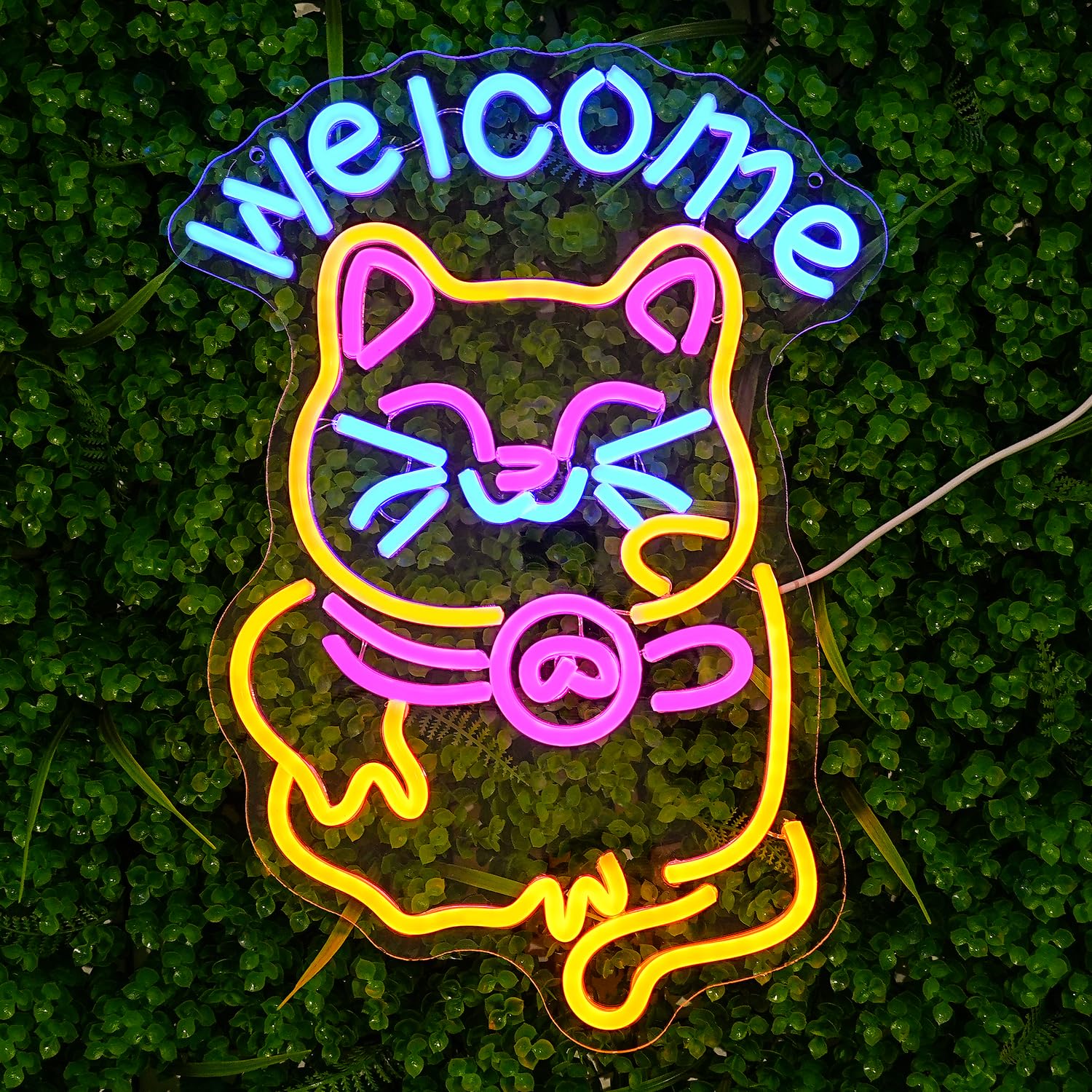 LMSIGNLY Lucky Cat Neon Sign for Wall Decor Welcome Neon Cute Cat Light Fortune Kitten LED Signs Animal Light up Sign for Business Resturant Shop Wall Decor - Image 3