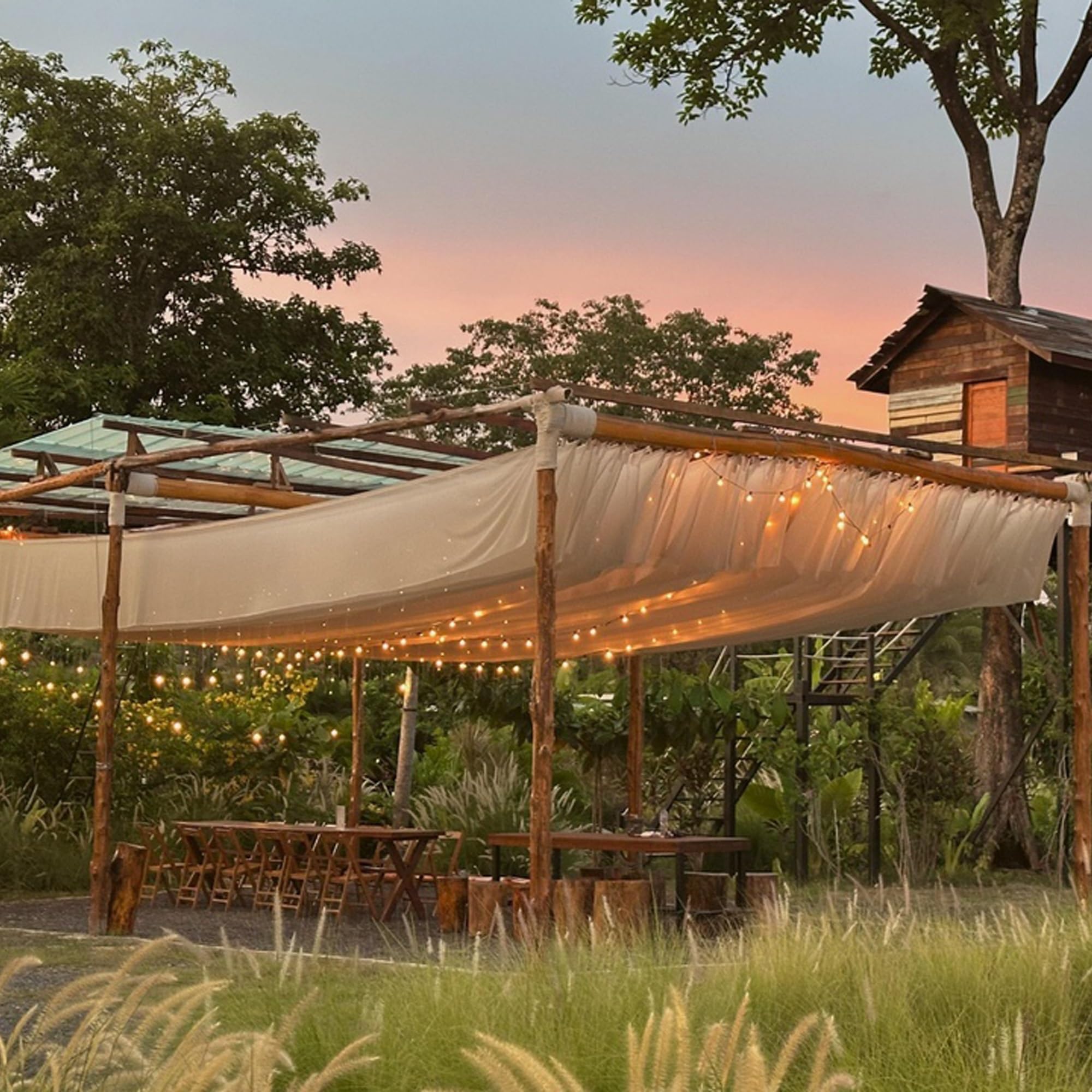 Outdoor Curtains for Gazebo, Lightweight Semi-Sheer Ceiling Decor Drapes
