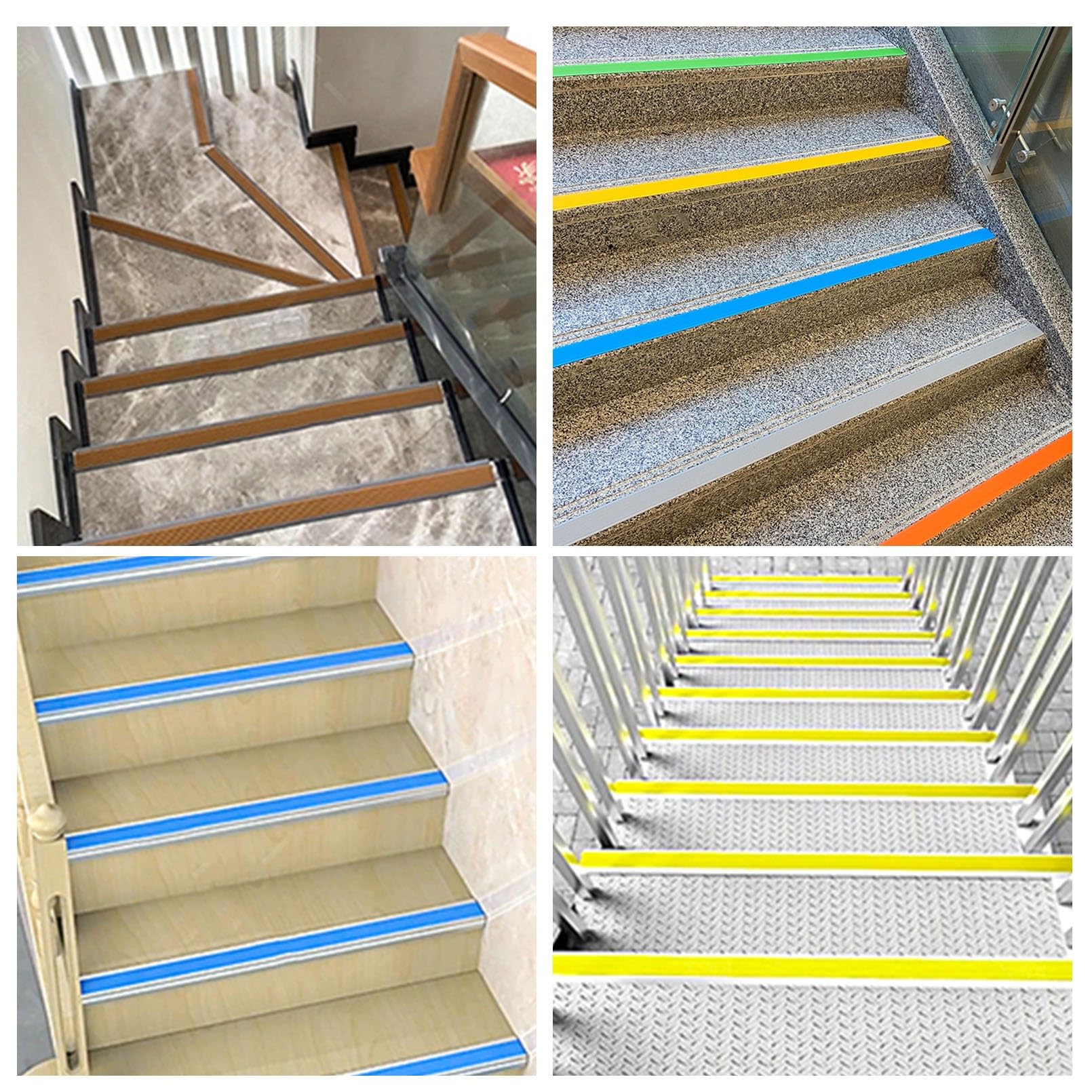 Borde de Escalera de Vinilo Antideslizante, Tiras Antideslizantes Para Peldaños, Para Peldaños de Interior Y Exterior, Protector de Borde de Escalera de Vinilo de PVC Adhesivo Para Escalera(Yellow,0.0