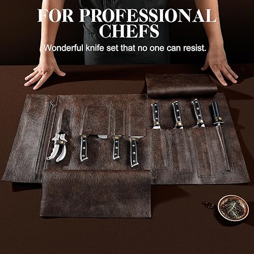 Miniatura 8 de Juego de cuchillos de chef, cuchillo de carnicero para deshuesar carne, acero de alto carbono, juego de cuchillos japoneses Nakiri Santoku con