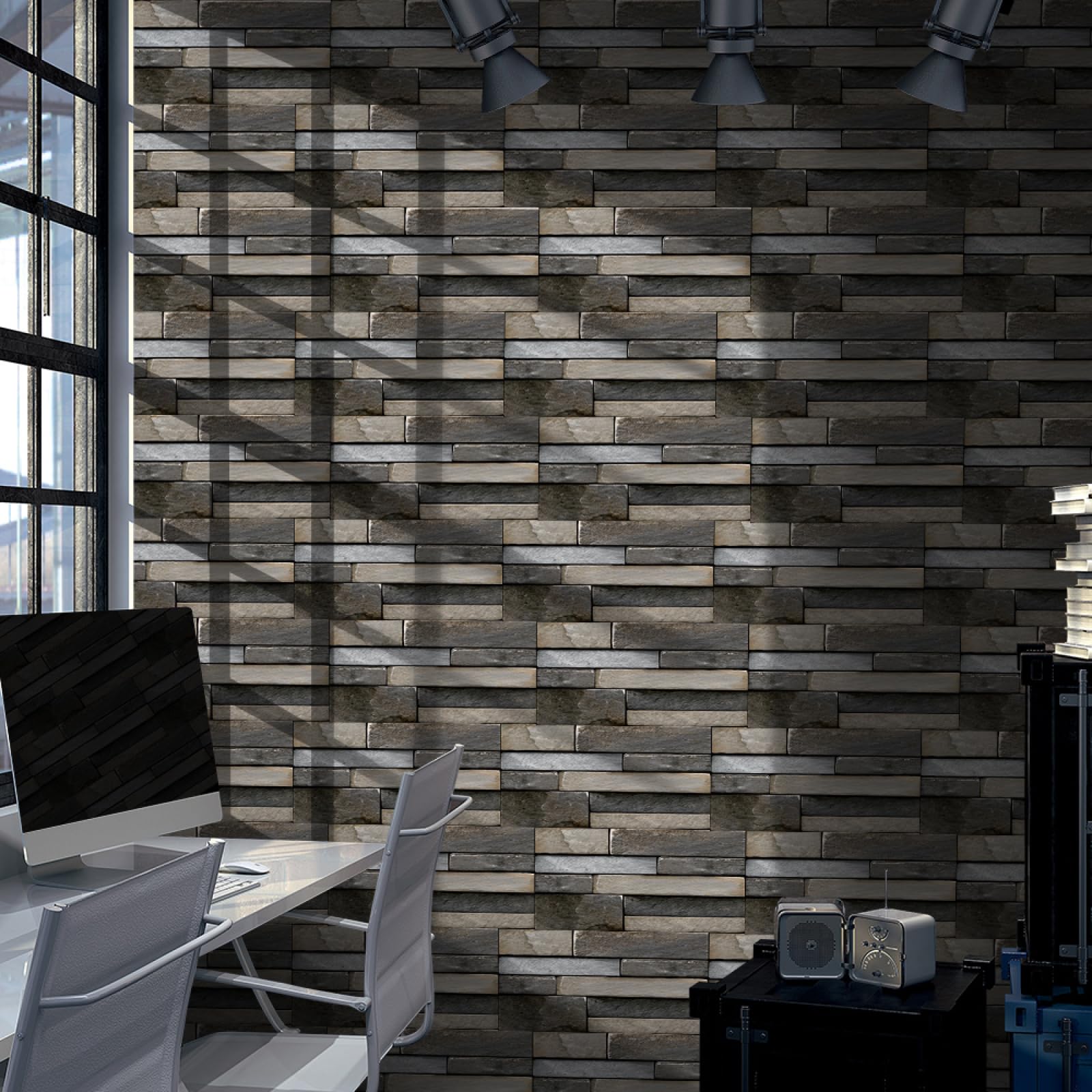Baldosas Adhesivas Brillo Retro Marrón Gris Suelo Vinilo Autoadhesivo Vinilo Impermeables Panel Revestimiento Ducha para Baño Cocina Gabinete Muebles Decoración Azulejos Adhesivos 30x15cm /24 Piezas