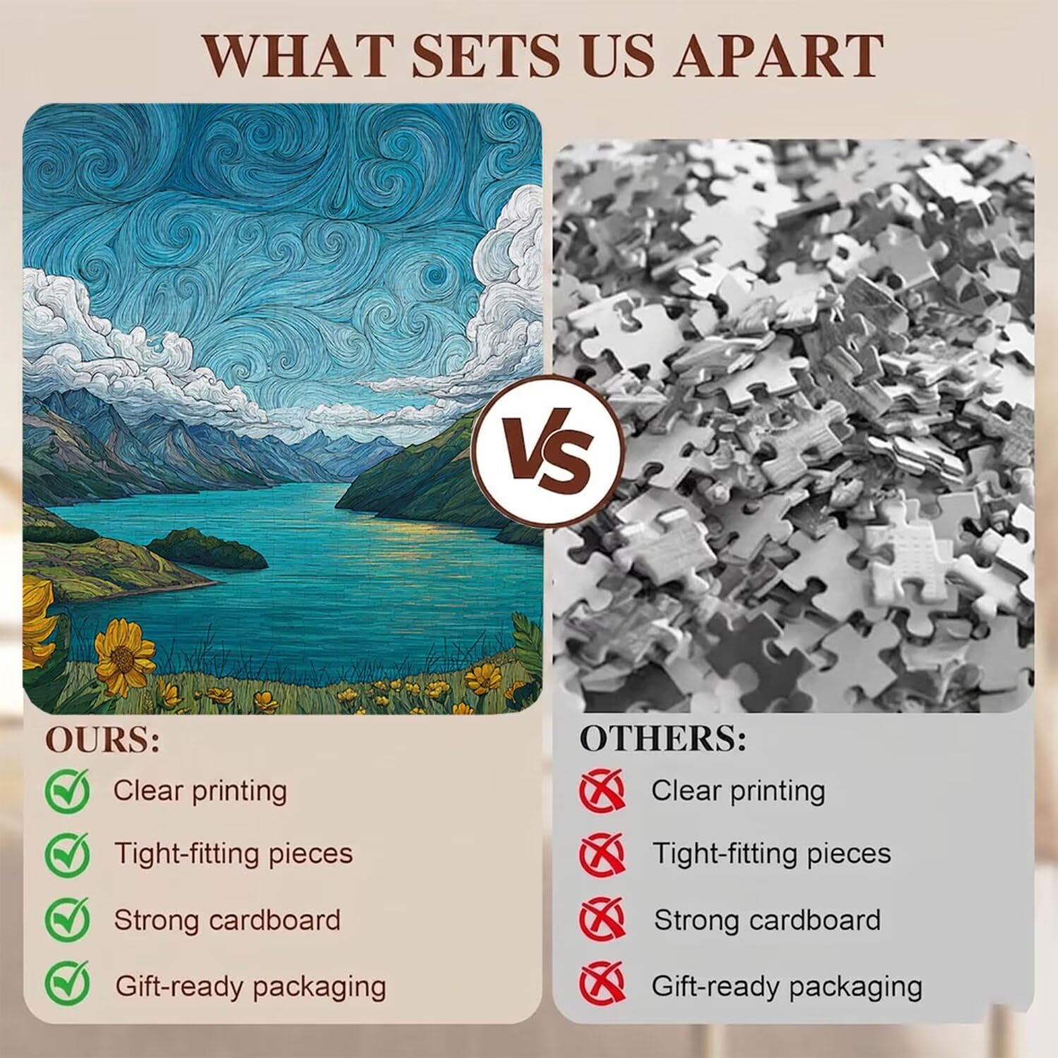 lago paesaggio-3 Puzzle 1000 Pezzi per Adulti, Puzzle in Legno - Collezione Classica con Poster Incluso - Sfida di Concentrazione e Passatempo Antistress, Gioco per Famiglia, 75 x 50 cm f0-299