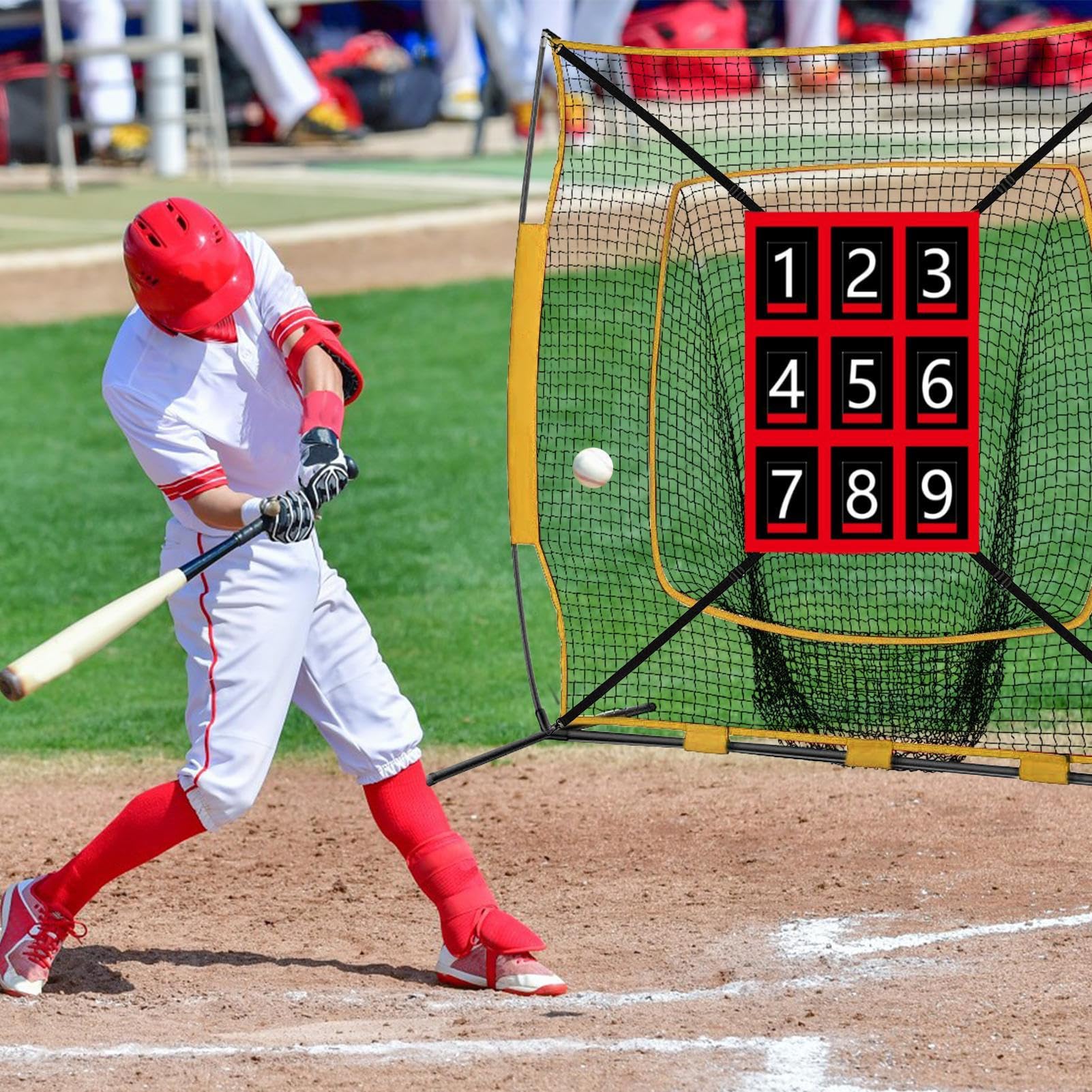 Rete da lancio con zona di colpo, bersaglio per allenamento rapido, 60 x 40 cm, design di costruzione e portabilità, per battuta da baseball e softball, per allenamento di precisione, archiviato