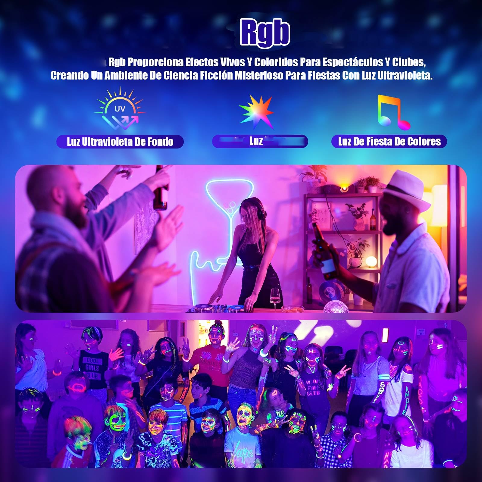 4 en 1 Luces Discoteca, Bola Luces Discoteca, LED RGB Luz Discoteca con Musik Sonido Activado, Luces DJ con Mando a Distancia para Fiestas Domésticas, Clubes, Halloween, Navidad