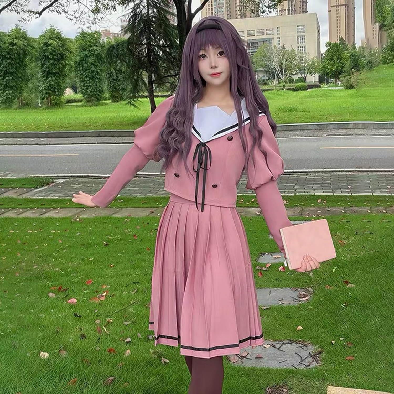 Anime The Fragrant Flower Blooms with Dignity Disfraz de cosplay Waguri Kaoruko Uniforme Conjunto Completo Halloween Carnaval Traje de Vestir con Peluca para Mujeres