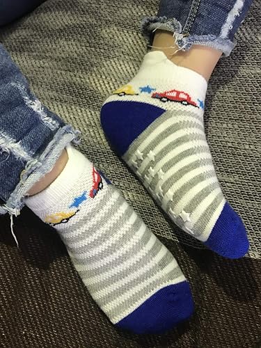 Miniatura 3 de 12 pares de calcetines de agarre para niños pequeños, calcetines antideslizantes de algodón para bebés, recién nacidos, calcetines antideslizantes