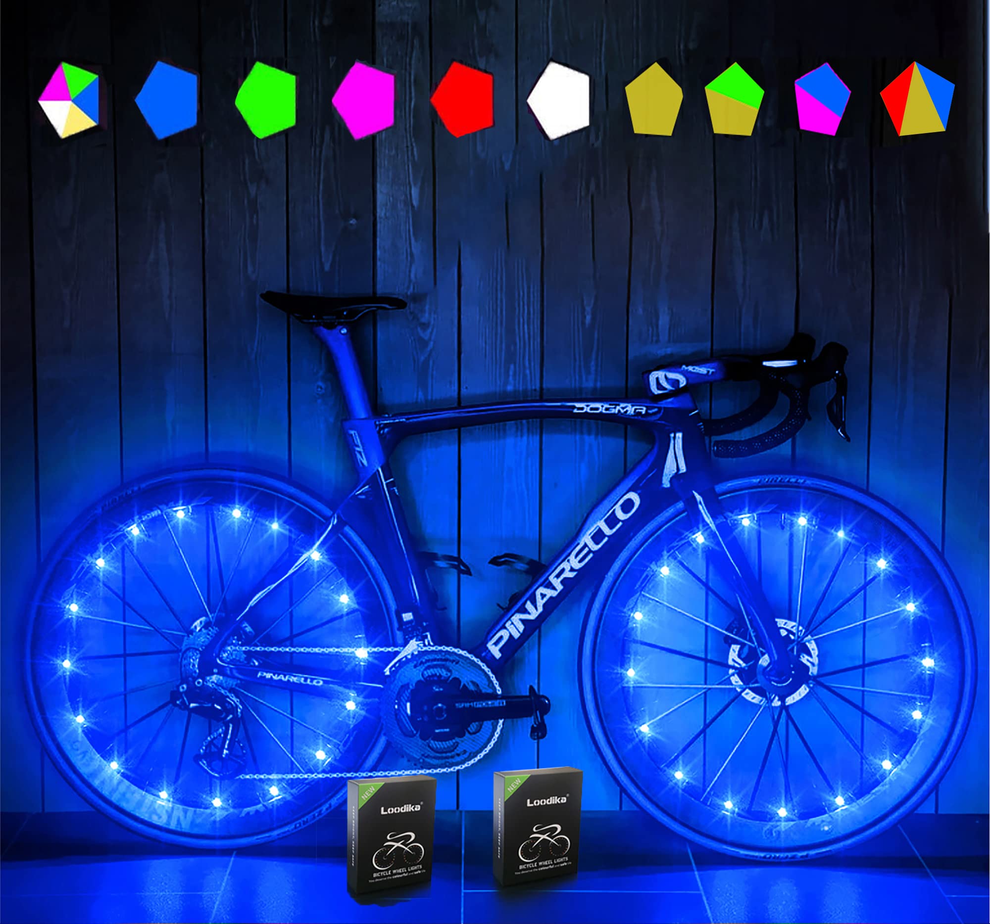 KIRIKIT Bike Wheel Lights, 2 Pack Bike Light Accessories -Super Bright Waterproof LED Night Riding Bicycle Front Back Spoke Tires Lights for Kids Adults, Long-time Lasting Batteries Included