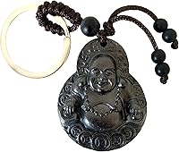 Vista 1 de Betterdecor Feng Shui madera tallada chino feliz Buda dinero Buda llavero amuleto, Negro