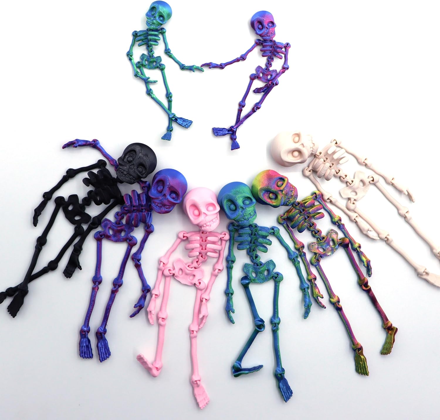 8-Pack Posable Skeleton Fridge Magnets,3D Printed Small Skeletons, Horror Skull Magnets for Halloween Fridge Decor, Kitchen & Locker Magnetic Decorations, Cool Sensory Skeleton Fidget Toys for Kids