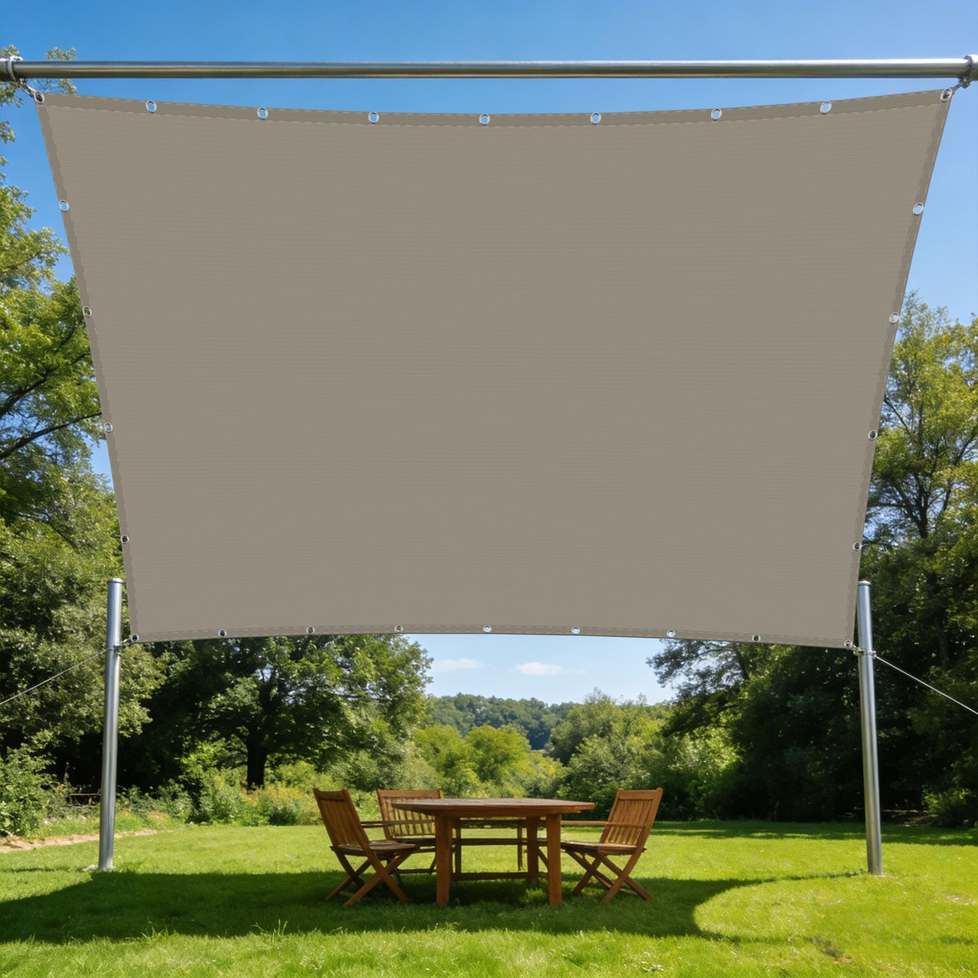 Voile d'ombrage imperméable 2.8 x 8 m toile solaire extérieure taupe