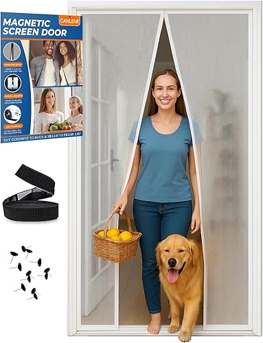 Miniatura 8 de CANLENE - Puerta mosquitera magnética de PET reforzada de alta calidad (poliéster recubierto de vinilo) más grande que la fibra de vidrio y