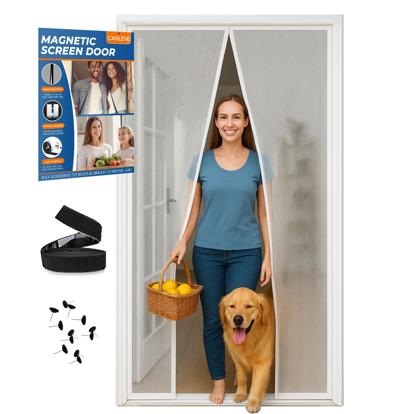 High-Density Magnetic Screen Door Mesh for Home and Patio, Tear Resistant Backdoor Screen Net with Magnetic Closure