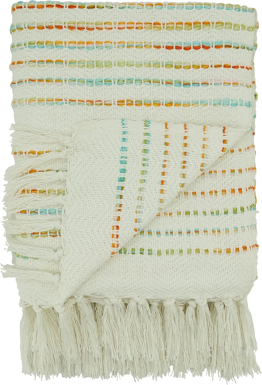 SARO LIFESTYLE Rainbow Stripe Throw Blanket