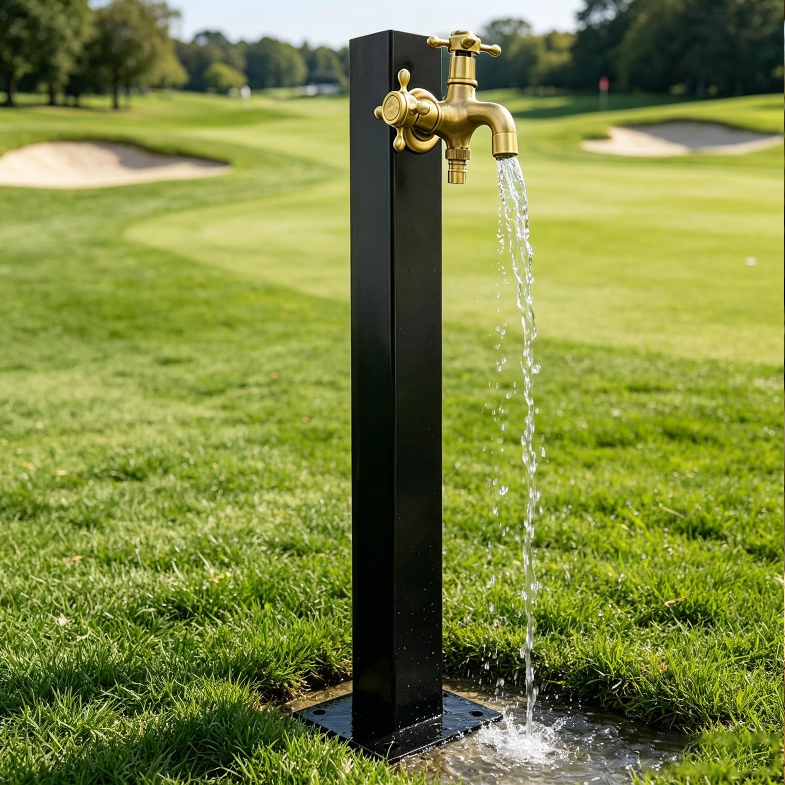 Gaommini Square A Freestanding Hose Stand Vertical Garden Water Tap, Outdoor Stainless Steel Water Column With Faucet, Freeze Proof Yard Hydrant Spigot For Patio Backyard(,Height: 60Cm/23.6In)