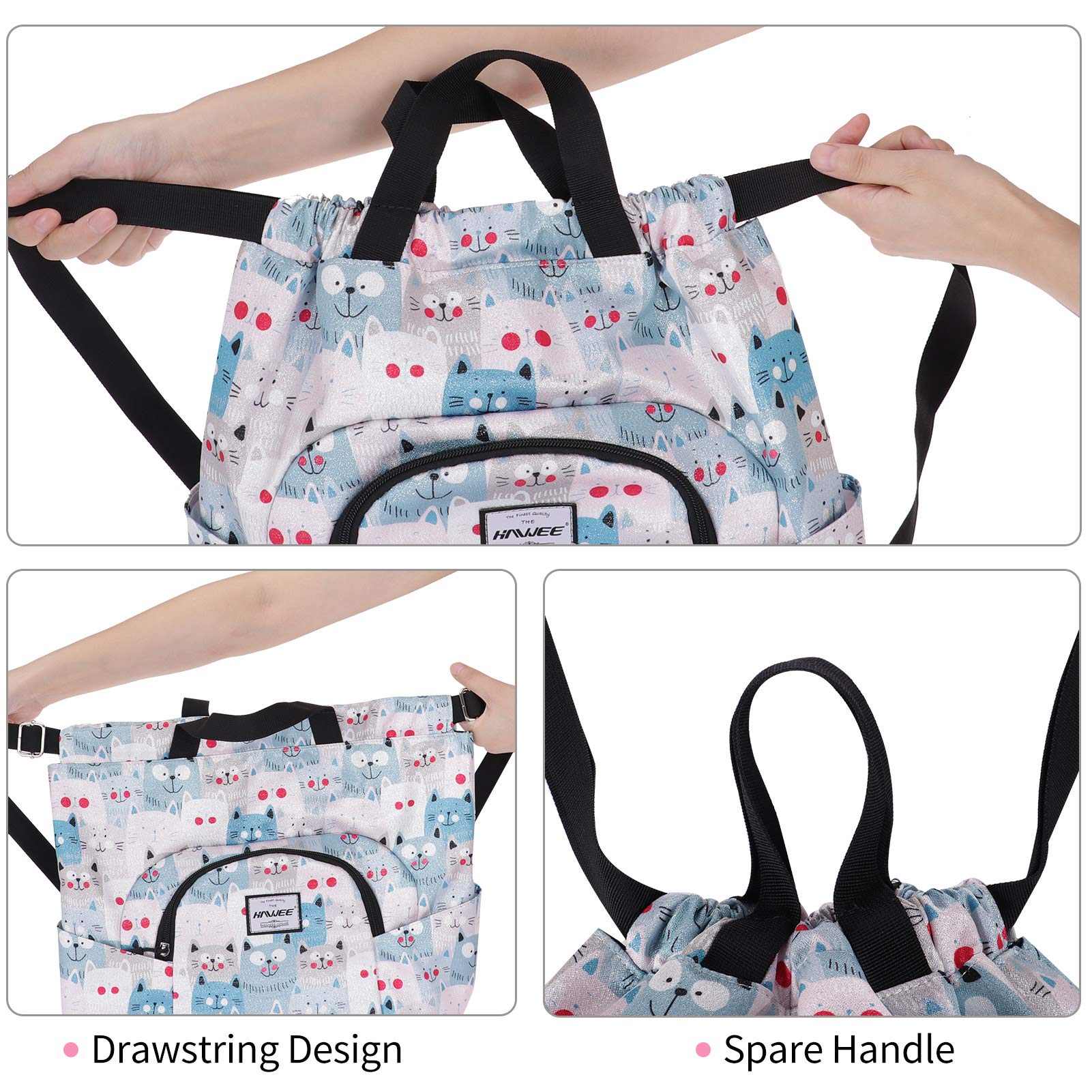 Impermeable Casual Mochila con Cordón Grande Deporte Bolso de Gimnasia Mochila de Cuerda Unisex para Mujer Hombre Vida Cotidiana Aire Libre Yoga Escuela Nadar Playa — view 6