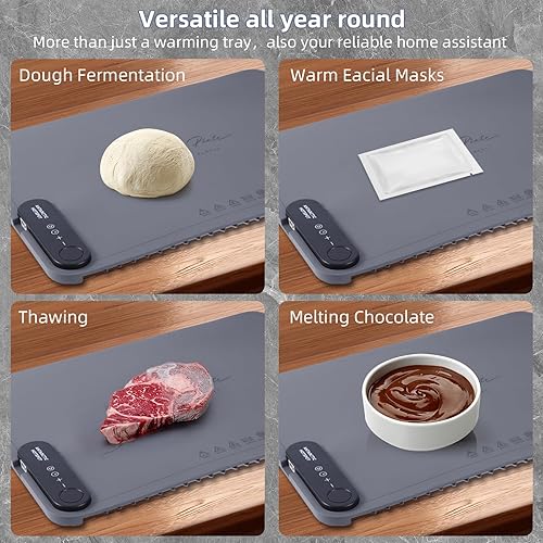 Miniatura 5 de Tapete de calentamiento de alimentos de 24 x 16 pulgadas para calefacción de superficie para fiestas de alimentos, bufé, uso diario, bandeja de