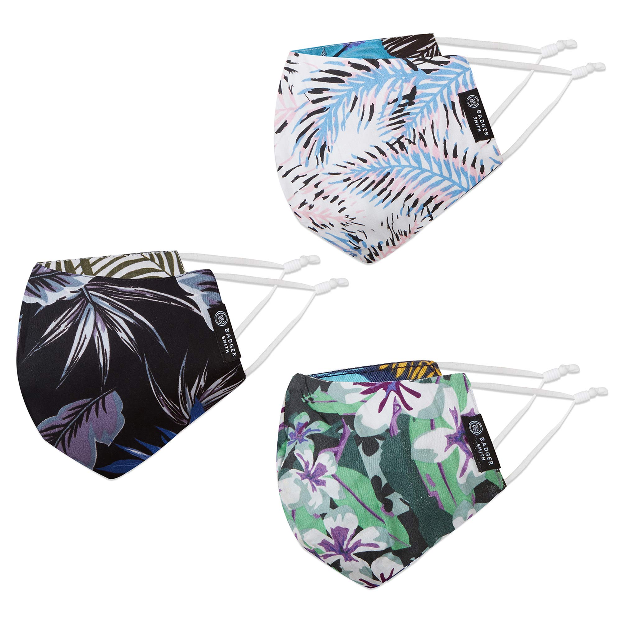 Women's Reusable Reversible Fabric Face Mask Cotton Floral Prints Badger Smith