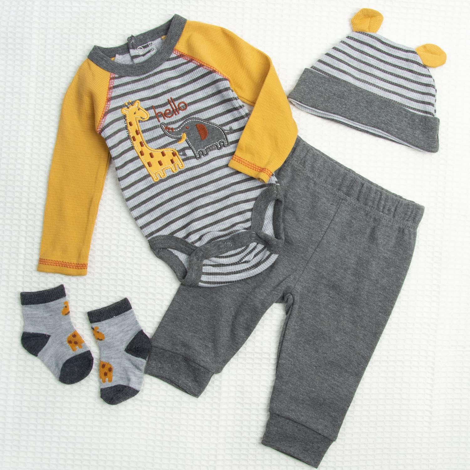 Reborn Baby Doll Clothes Accessories 4 Pieces Gray Outfit Fit for 22-24 inch Reborn Dolls Clothing Set