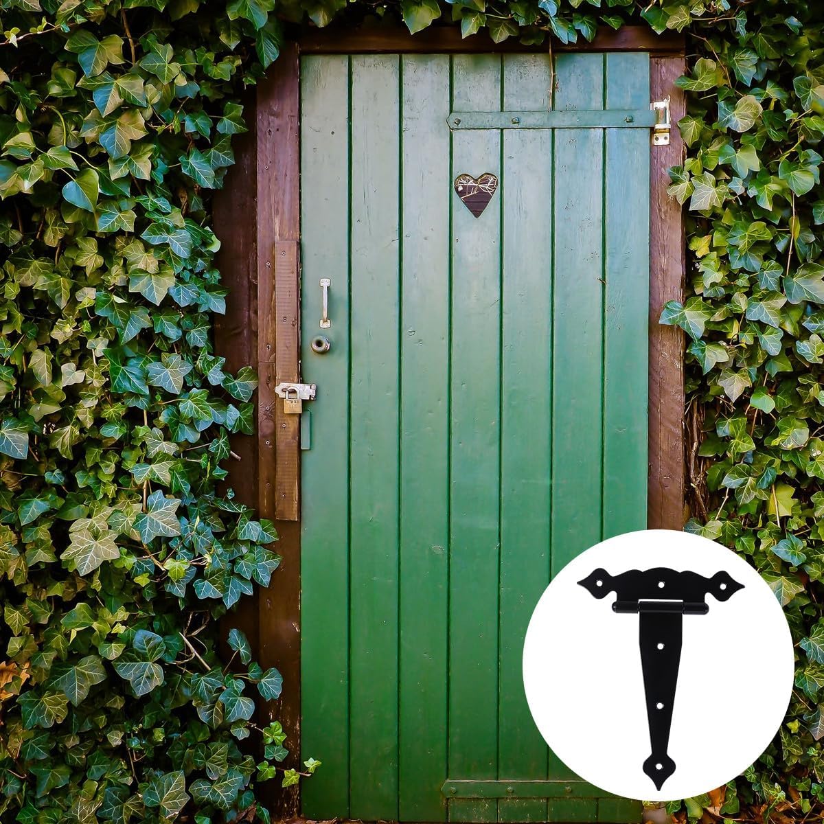 3pcs 8-inch Black T-Shape Door Hinges, Rustproof Iron T Strap Hinges for Wooden Gates and Fence Doors, Decorative Heavy Duty Hardware for Outdoor Use