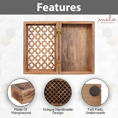 Miniatura 4 de Caja decorativa de madera de mango blanco envejecido con tapa, caja de recuerdo grande "Trellis ", caja decorativa hecha a mano con tapa para usar