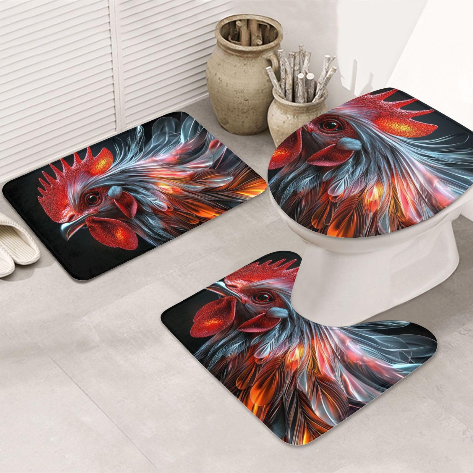 Alfombrilla de baño antideslizante con diseño de corona roja pack de 3