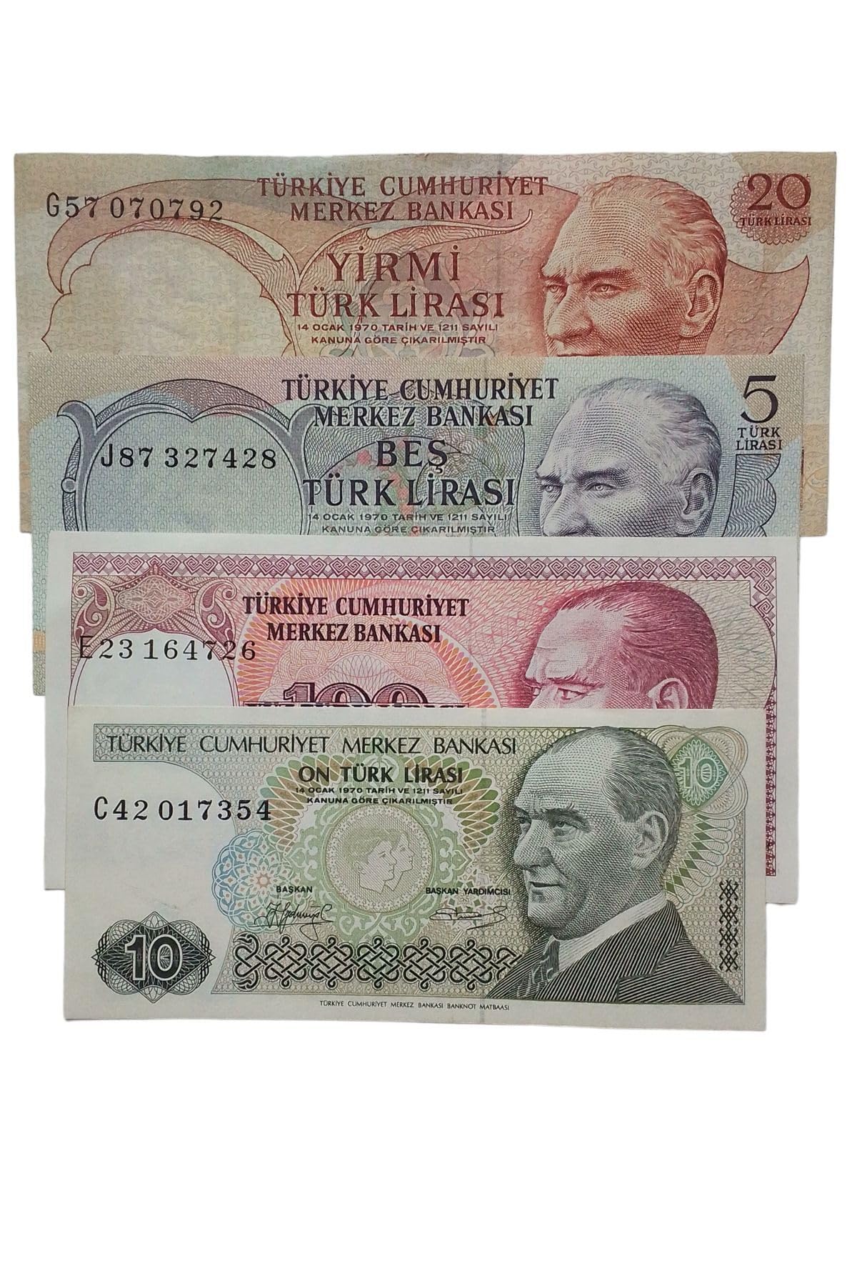 6. Emisyon 7. Emisyon 4 Adet Koleksiyon Eski Kağıt Para. Para Koleksiyonu.