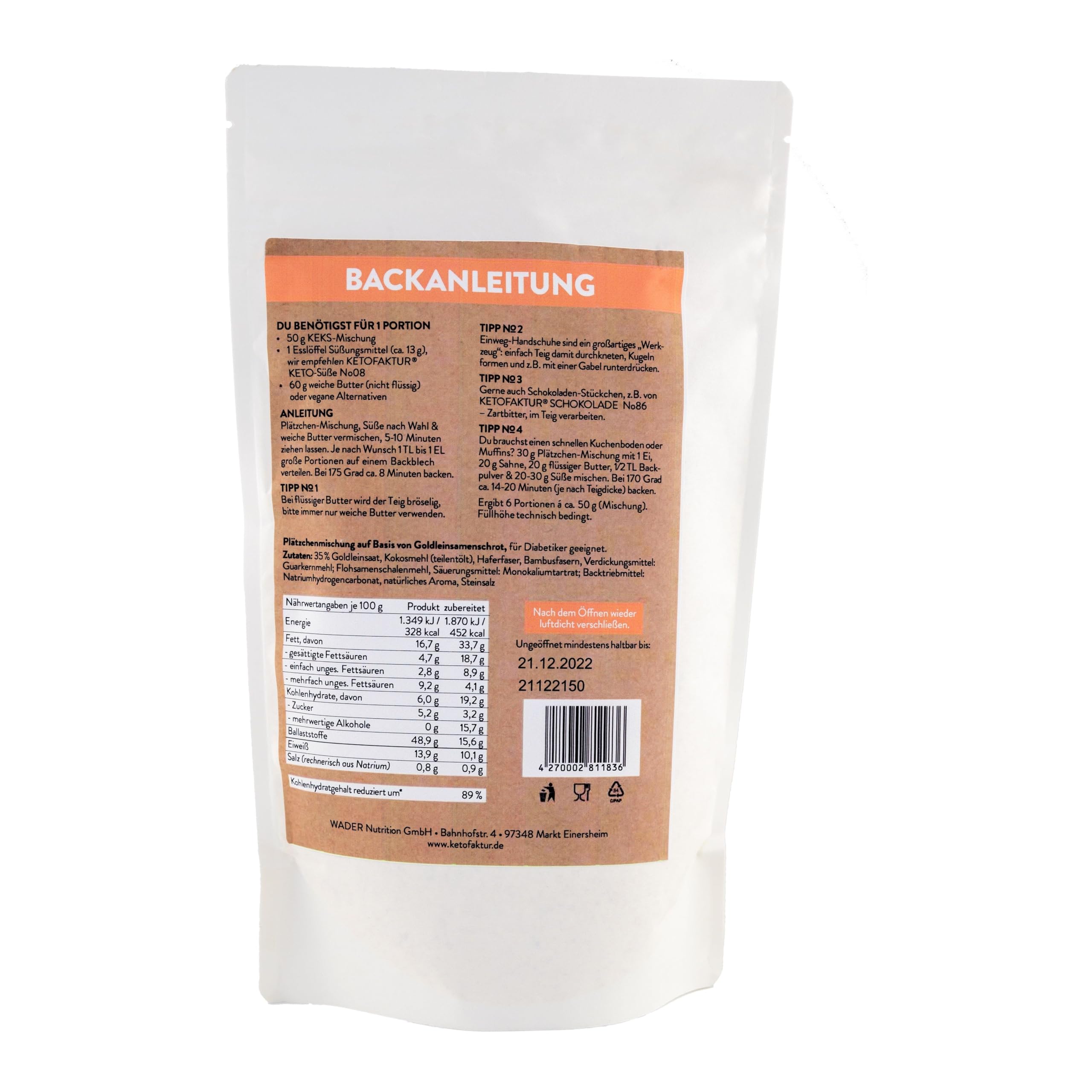KETOFAKTUR® Backmischung KEKSE No48 - Butterkekse | 5 Packungen à 300g I 87% zuckerreduziert | KETOGEN | GLUTENFREI | VEGAN | LOW CARB I Keto Backmischung I Paleo I Diabetiker geeignet