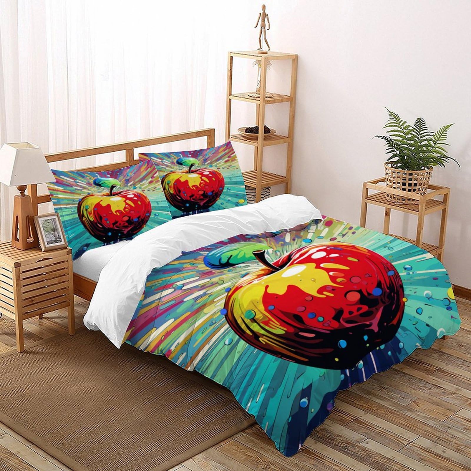 Housse de couette pomme style peinture pour transformer l'ambiance de la chambre