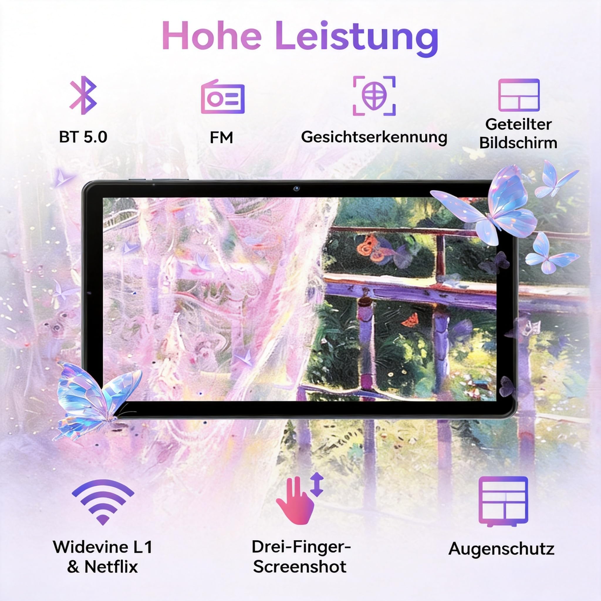Tablet Android 15 10 Pollici, 18GB RAM (6+12) + 128GB, Octa-Core T30, 1TB Espandibile, WiFi 6, Batteria 6000mAh, Display IPS HD, Widevine L1, GPS, Tablet per Streaming, Grigio