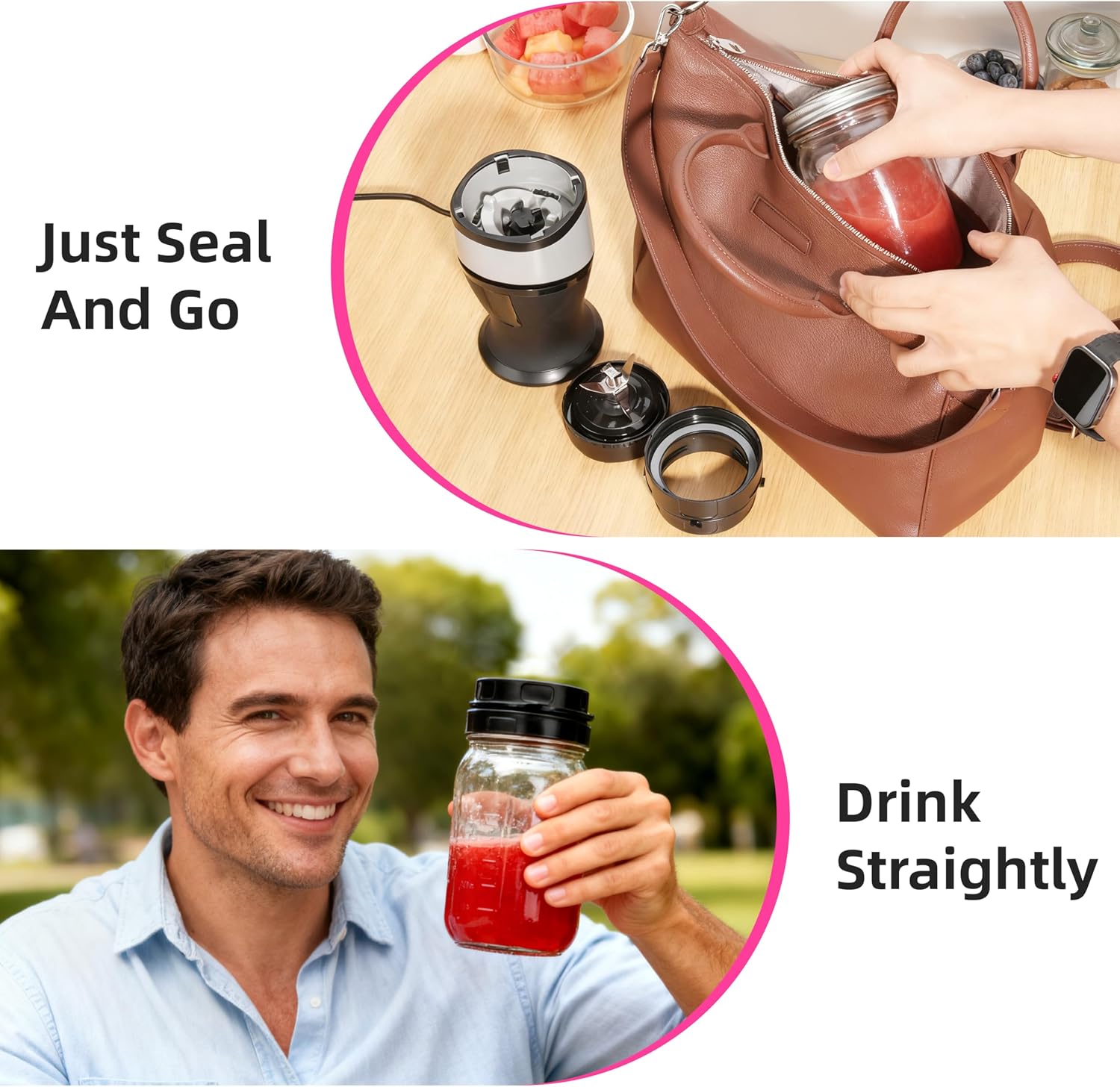 Adapter for Ninja Fit QB3001S and Ball Wide Mouth Mason Jar-Blend Directly in Glass Jar Replace Plastic Cup - Attachment Connection for Ninja Fit 700-Watt, Dishwasher Safe (Only Adapter)