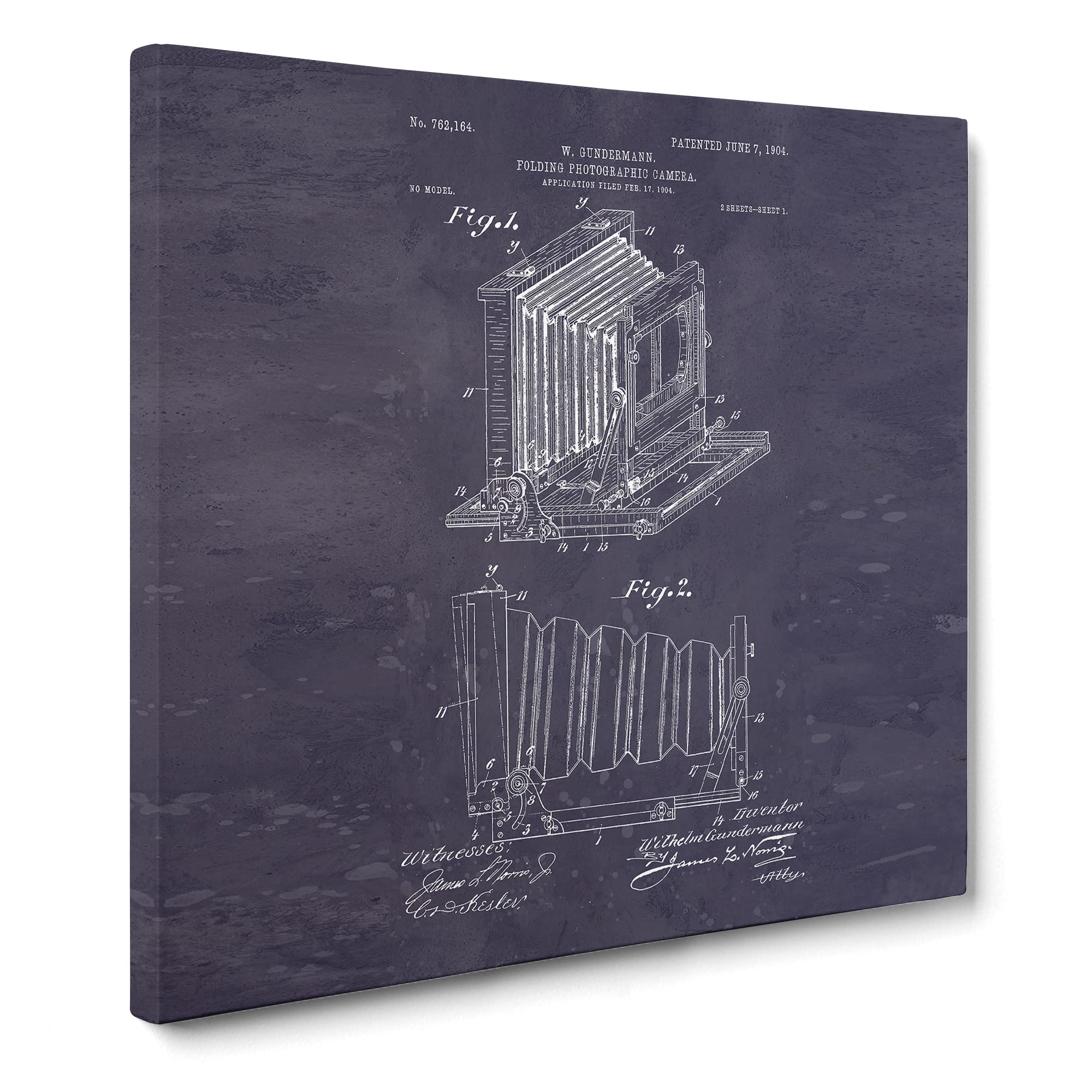 Camera Patent Dark Canvas Print, Mixed, 35L x 35W cm
