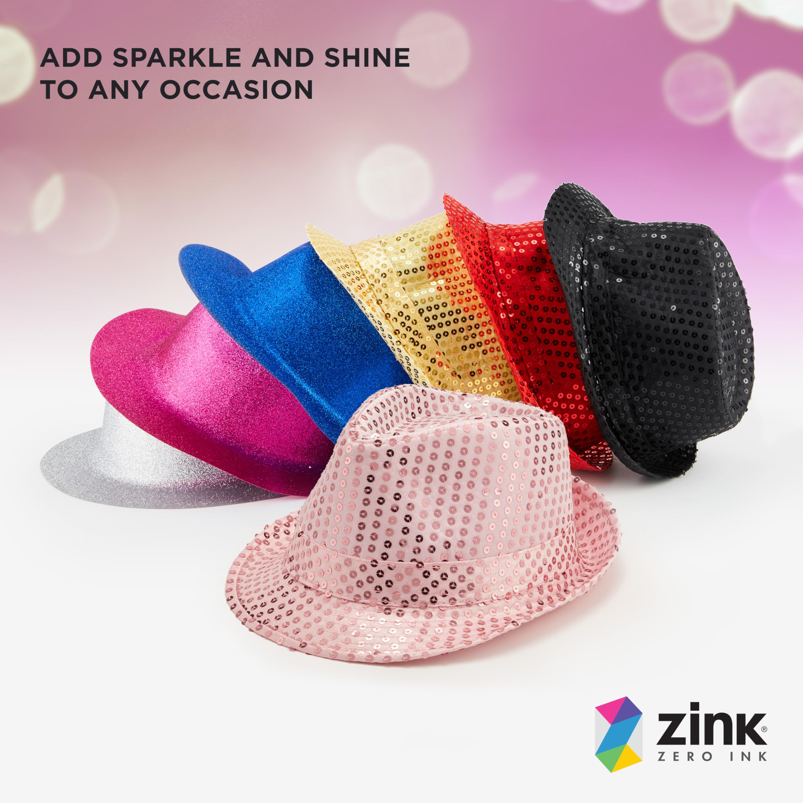Zink Lot de 6 Fedoras Western Colorés - 6 Chapeaux Unisexes à Paillettes et Scintillants pour Photomatons, Fêtes, Costumes, Mariages, etc.