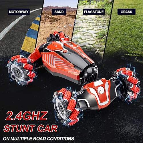 Miniatura 2 de Auto de acrobacias RC con detección de gestos, 4WD Drive Watch Vehículo controlado a distancia, vehículo bidireccional todoterreno con música y