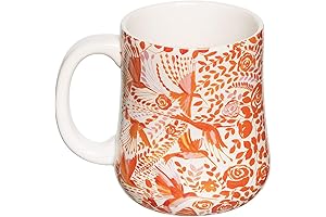 C&F Home Orange Hummingbird Floral Ceramic Coffee or Tea Mug