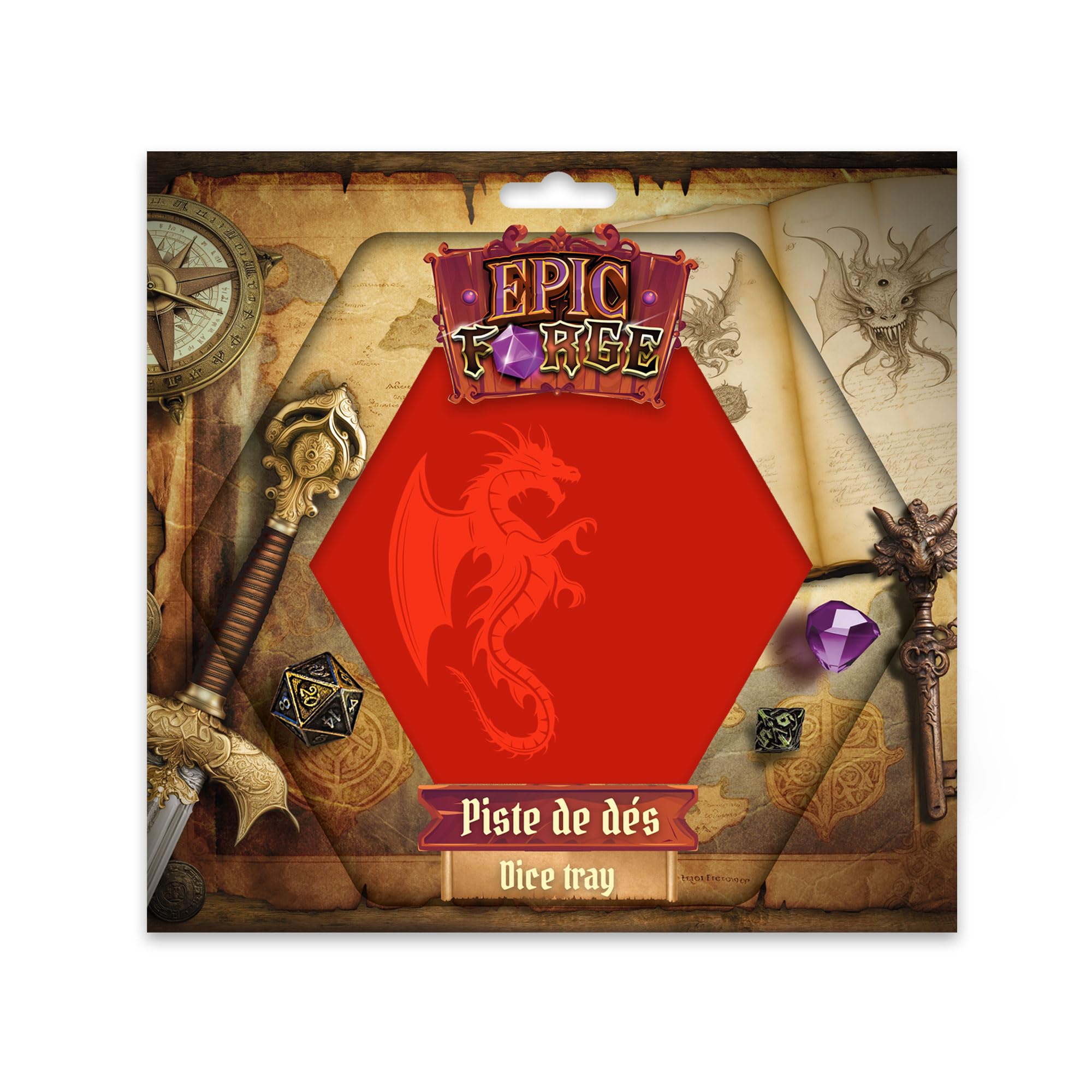 Epic Forge-Piste de dés 28 x 24 cm Dragon Rouge
