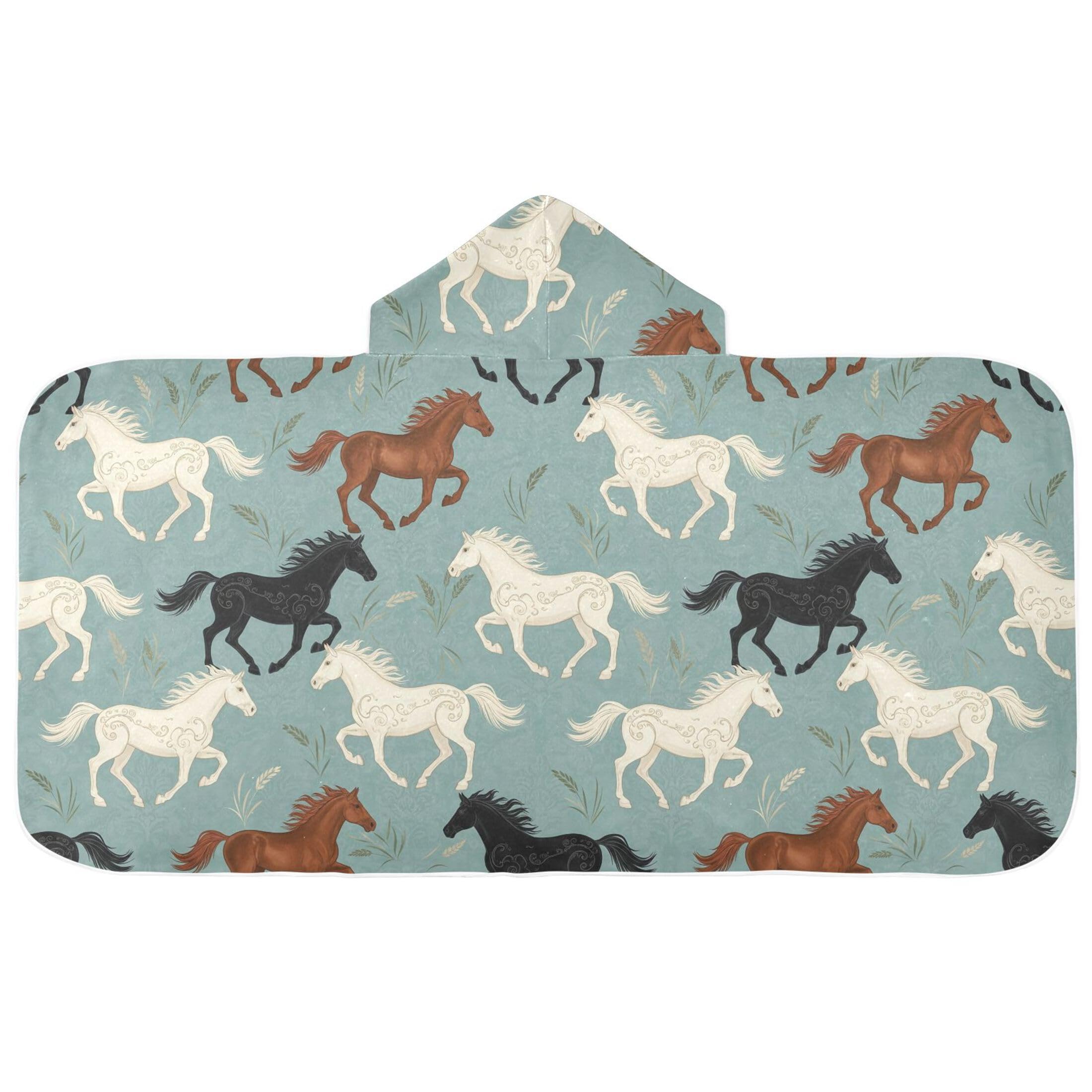 Fuauuyl Horses Hooded Baby Bath Towel Soft & Breathable Towel for Newborns Infants Toddlers, Nursery Essential