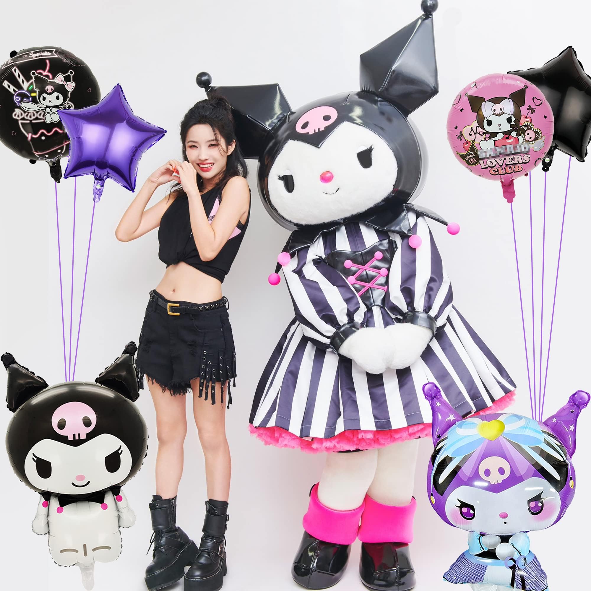 Kuromi Ballons Anniversaire Set, 15Pcs Kuromi Cartoon Thème Ballons
