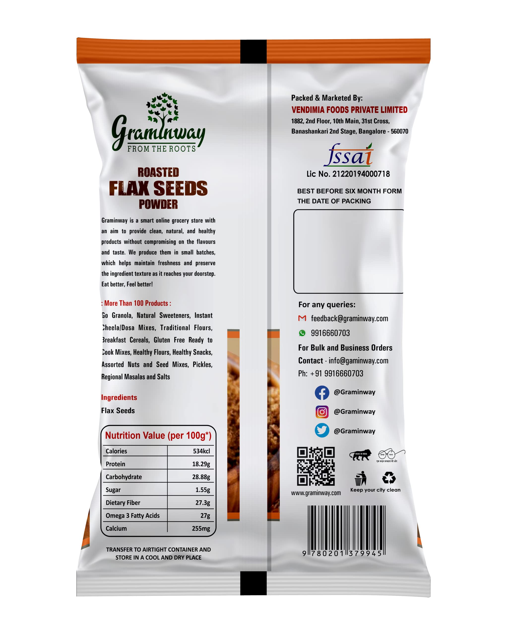 GRAMINWAY Roasted Flax Seeds Powder 200gm ( Pack of 1 ) - Image 2 thumbnail