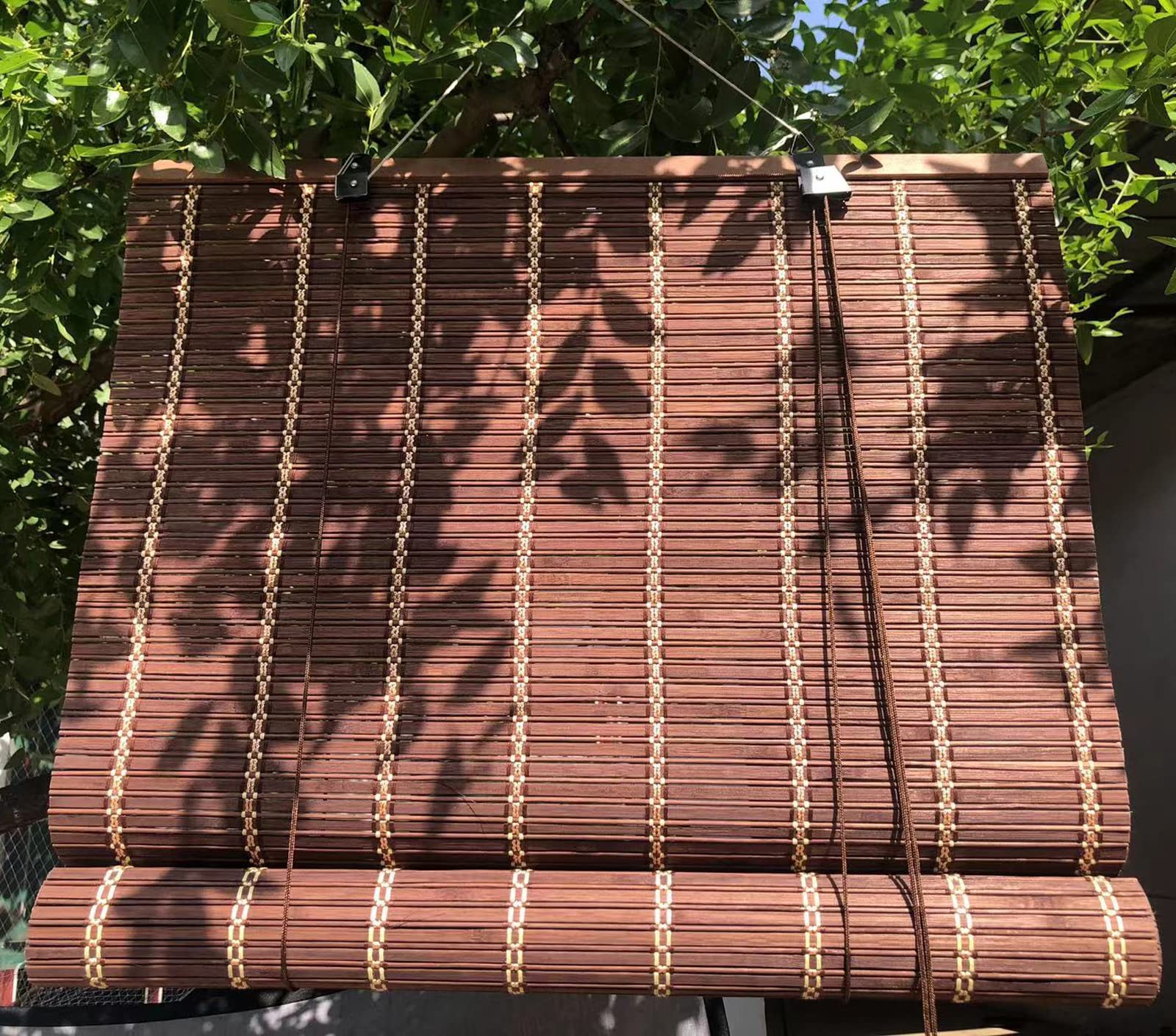 Retro Bambus Rollo Jalousine Bambusrollo,Natur Lichtfilter-Sichtschutz-Raffrollo-Holzrollo,Sonnenschutz und Sichtschutz Rollo Seitenzugrollo Für Fenster und Türen,Anpassbar (100x200cm/39x79in)