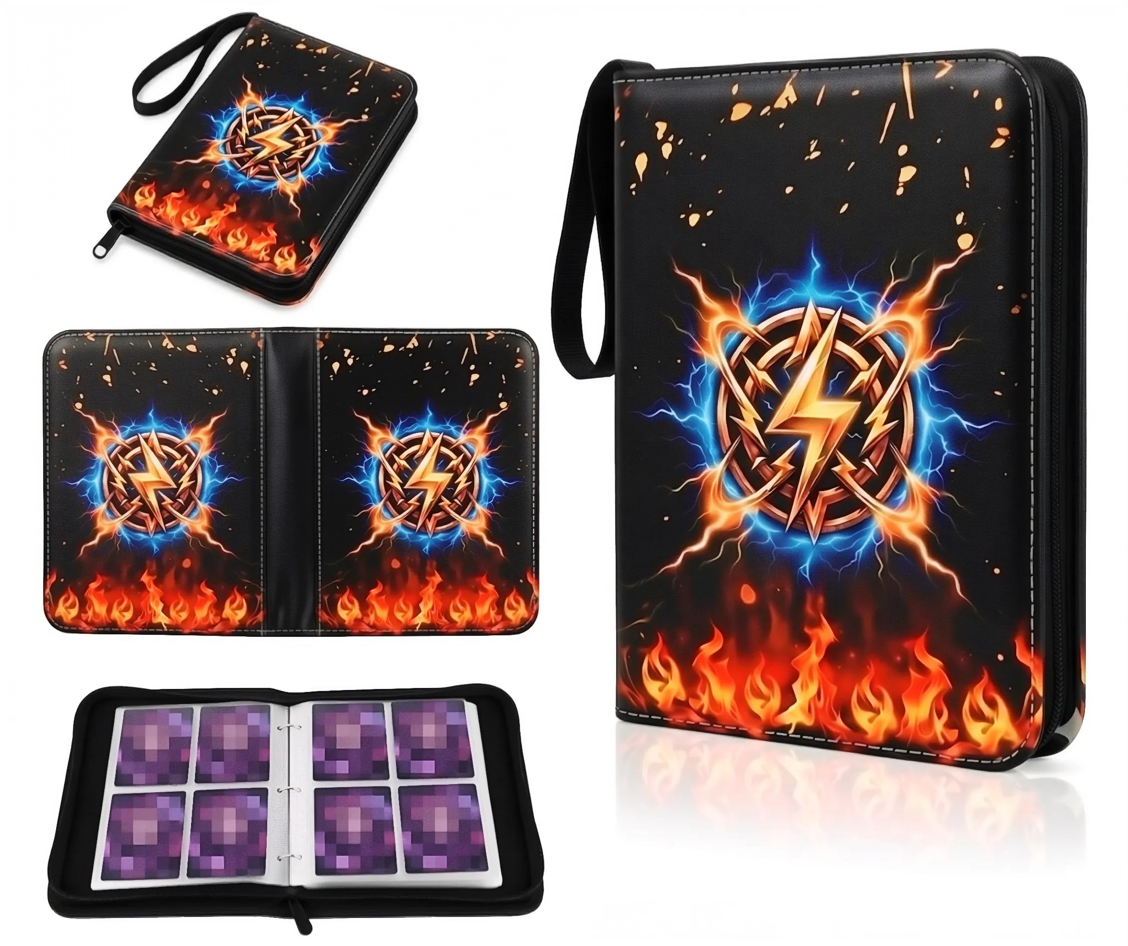 KORVORIA 4 Pocket Card Binder, 440 Portable Trading Card Album, Collectible Card Folder with Zip, Card Binder Holder with Zipper for Boys Girls Gifts