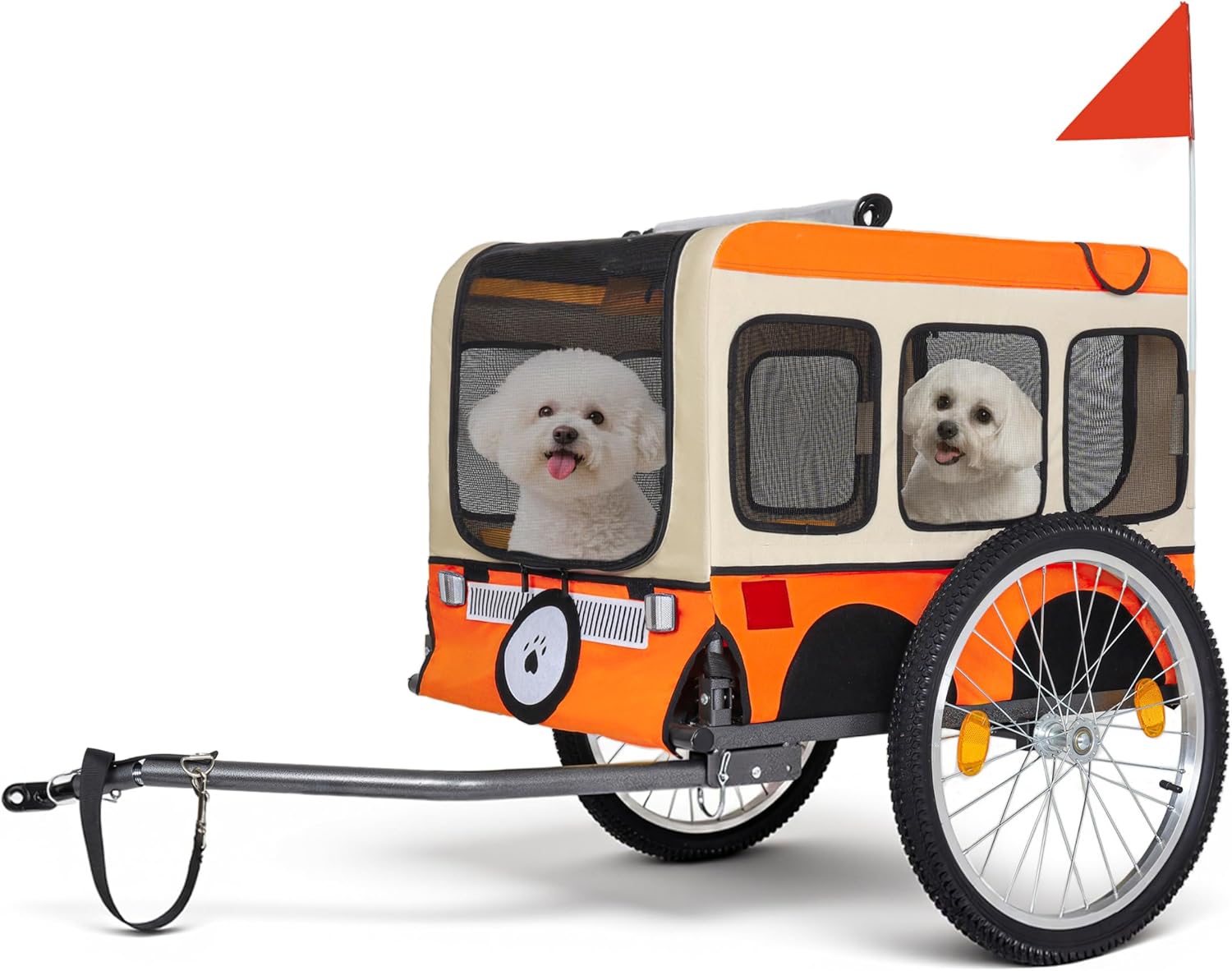 Large Folding Bike Trailer for Dogs - 20×2 1/8 Inches Wheels, Heavy-Duty Steel Frame, Spacious Design, All-Terrain Cycling, Jogging & Camping Adventure